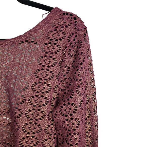 Free People Beach Plum Gold Cutout Crochet Shrug Crop Top - Picture 4 of 7